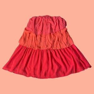 Loft Warm Toned Ombré Tiered Midi Skirt